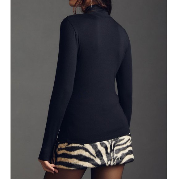 By Anthropologie Sheer Turtleneck Top Black - Small - Picture 5 of 10